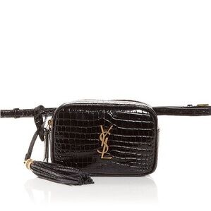 Authentic Saint Laurent Lou Croc Embossed Leather Belt Bag